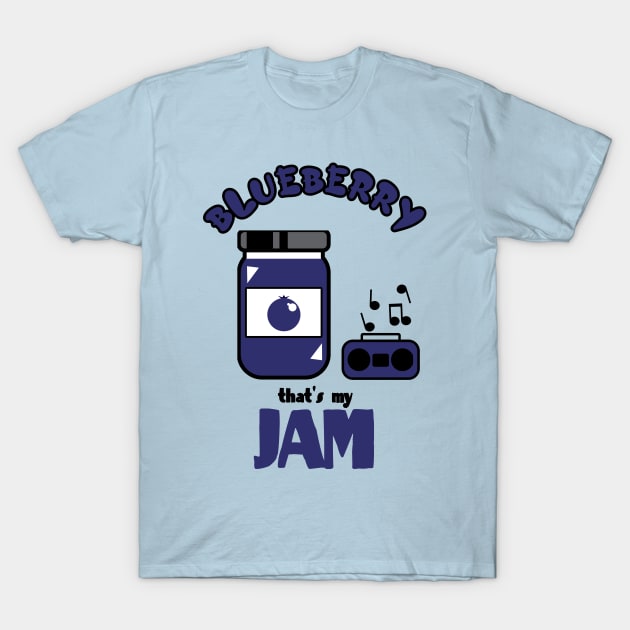 Blueberry That’s My Jam Cute Kawaii T-Shirt by Kev Brett Designs